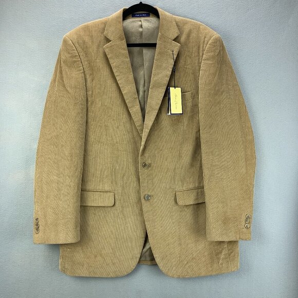 Alan Flusser Sport Coat Blazer Mens 42L Tan Corduroy Two Button Jacket Cotton - Picture 1 of 16
